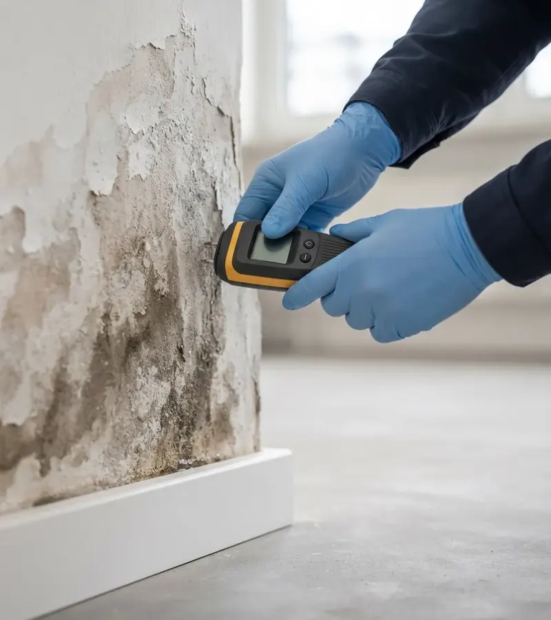 Muro con umidità di risalita e distacco dell'intonaco a Caserta